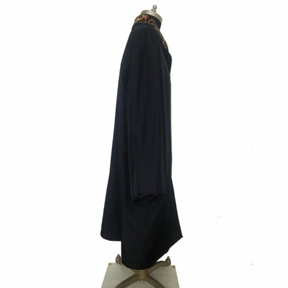 Plus Size Black Reversible Leopard Print faux Fur Coat 1X - Picture 3 of 11